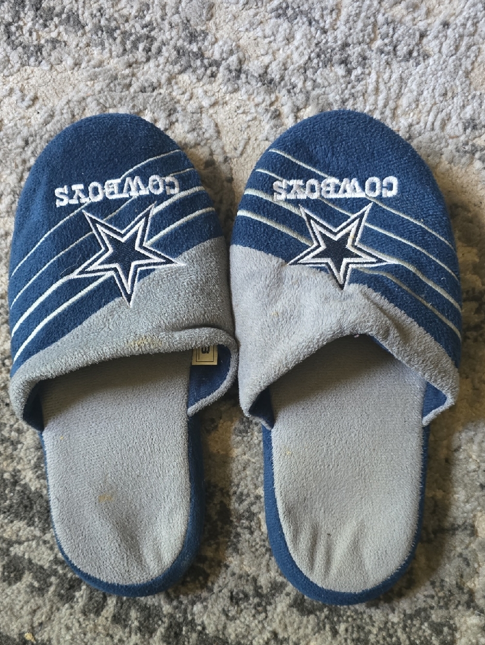NFL Cowboys Navy Blue and Gray Men’s Slippers